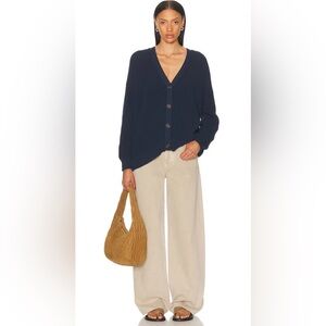 Jenni Kayne Revolve Women’s Cotton Cocoon Cardigan Knit Sweater Navy Blue Small